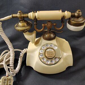 Vintage Rotary Telephone – Brass & Ivory Candlestick Style Phone – Contessa